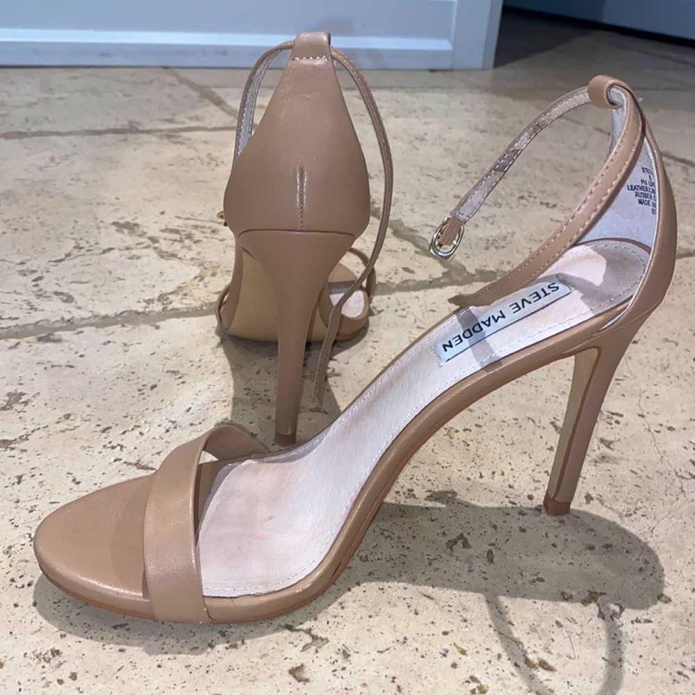 Beige Steve Madden stilettos.